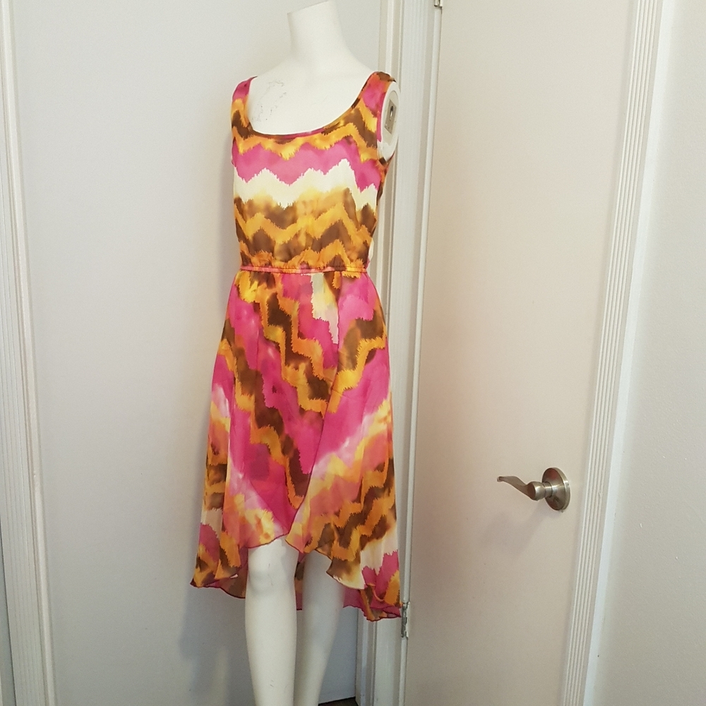 Bright high low tulip dress M